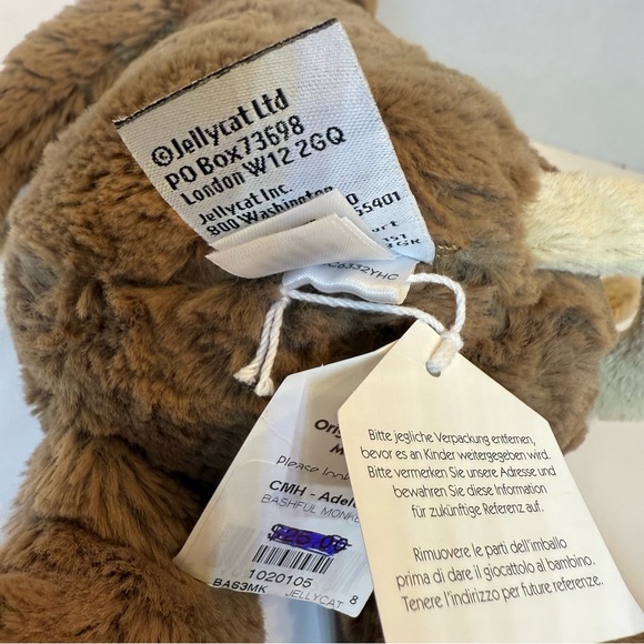 JellyCat Retired 12 inch Bashful Monkey NWT - Picture 13 of 16